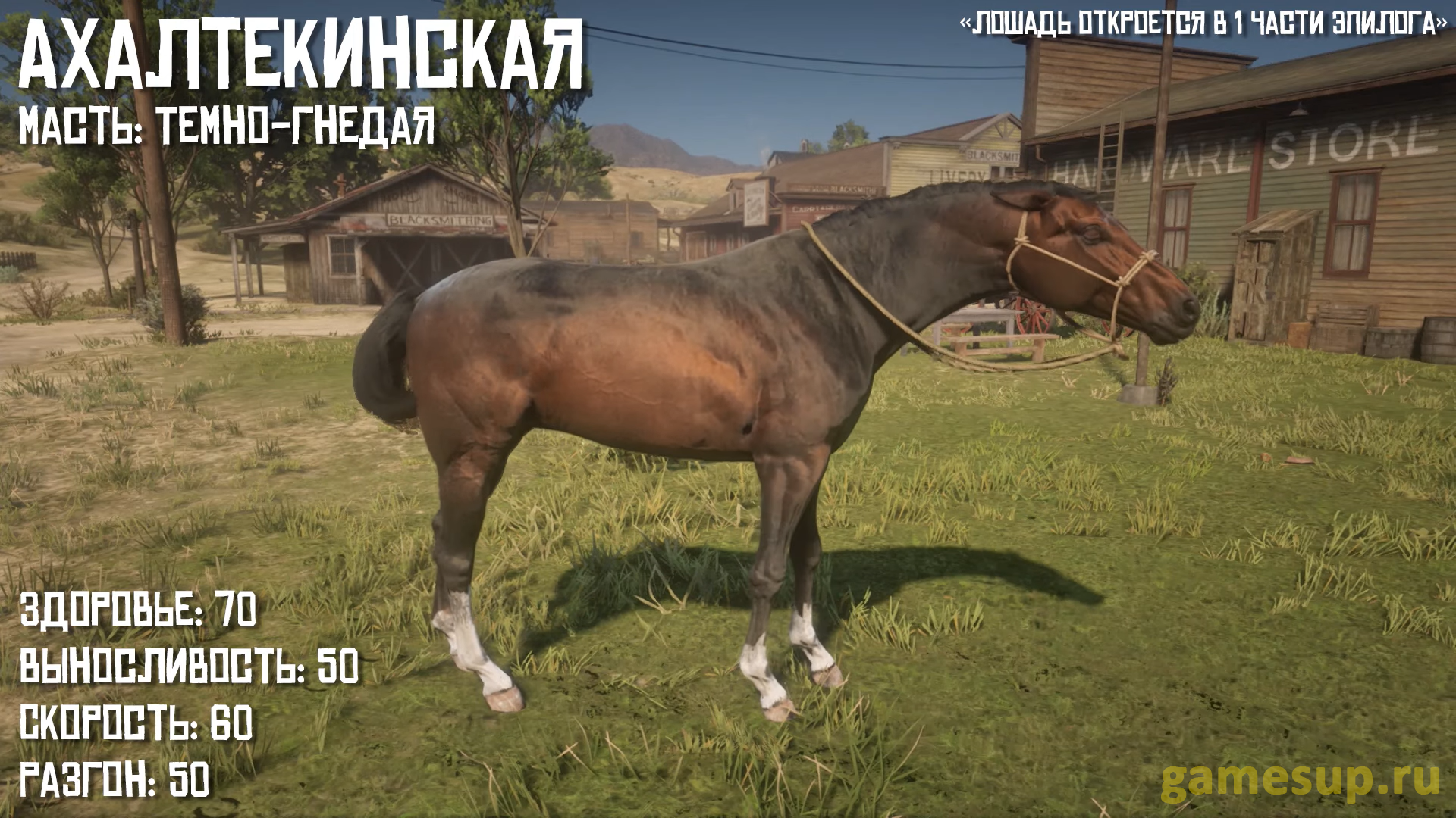 Ахалтекинская лошадь купить в конюшне в игре RDR 2